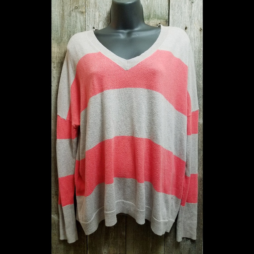 Pink & Beige Old Navy V Neck Sweater